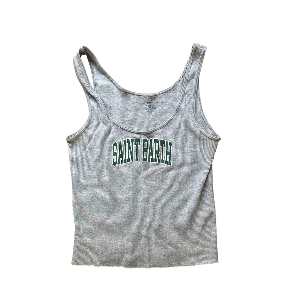 Gray Brandy Melville Tank Top with Green Saint Barth Print